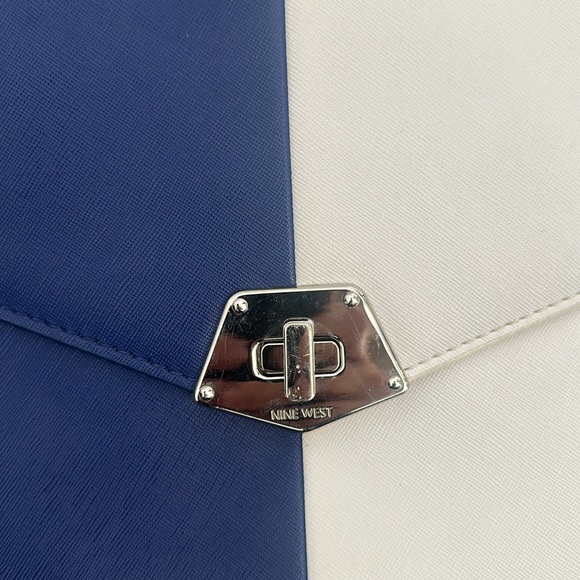 NINE WEST Vintage Inspired Color Block Envelope Bag Blue White Shoulder & Clutch - Picture 4 of 13